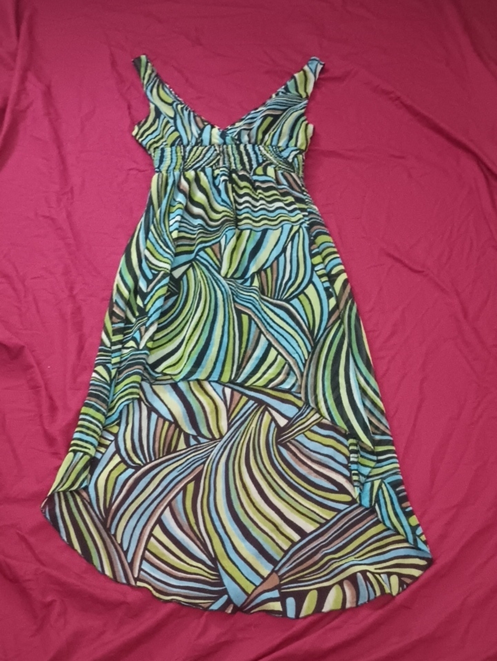 Jessica Taylor Multi-Color Sundress High Low Woman's L Spring Summer Party - Picture 2 of 11